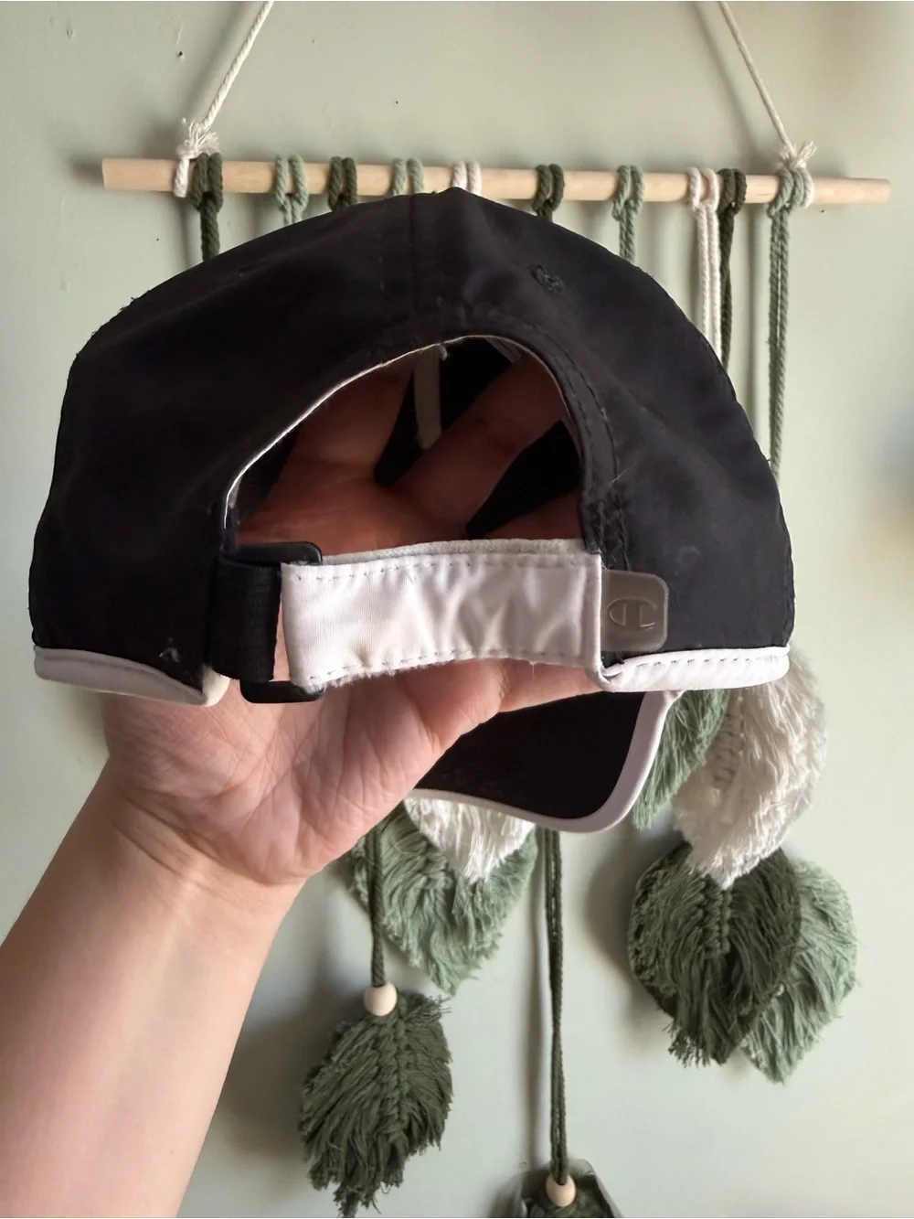 Champion Black Cap with White Piping and Script Logo